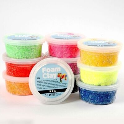 Foam Clay self-hardening modeling clay - Fluo/Metal - Multicolored - 10 x 35 g