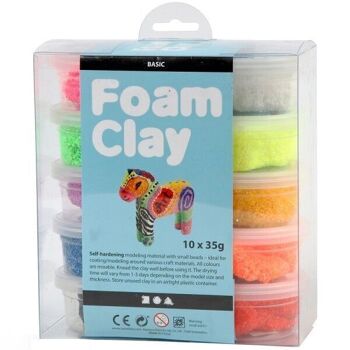 Pâtes à modeler autodurcissante Foam Clay - Fluo/Métal - Multicolore - 10 x 35 g 2