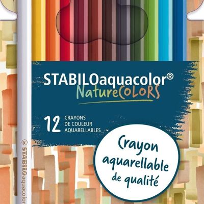 Crayons de couleur aquarellables - Etui carton x 12 STABILOaquacolor Nature