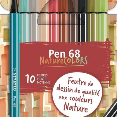 Feutres de dessin - Etui carton x 10 feutres STABILO Pen 68 Nature