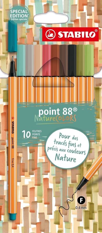 Stylos-feutres - Etui carton x 10 STABILO point 88 Nature