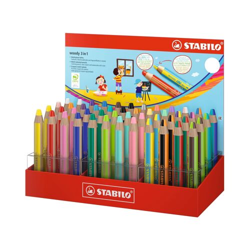 Crayons multi-talents - Présentoir mixte STABILO woody 3in1 - STABILO woody 3in1 duo
