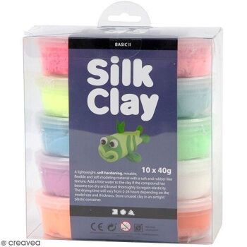 Pâtes à modeler autodurcissante Silk Clay - Fluos et Pastels - Multicolore - 10 x 40 g 2
