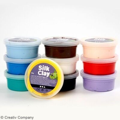 Selbsthärtende Modelliermasse Silk Clay – Mehrfarbig – 10 x 40 g