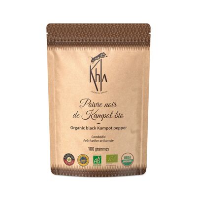 Poivre Noir de Kampot en Grains IGP Poche 100g