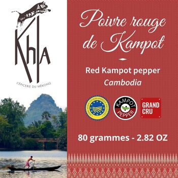 Poivre rouge de Kampot ECO IGP - Premium - en grains - Poche 80g 2