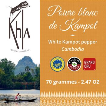 Poivre blanc de Kampot ECO IGP - Premium - en grains - Poche 70g 2