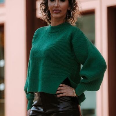 Green Imani asymmetrical sweater