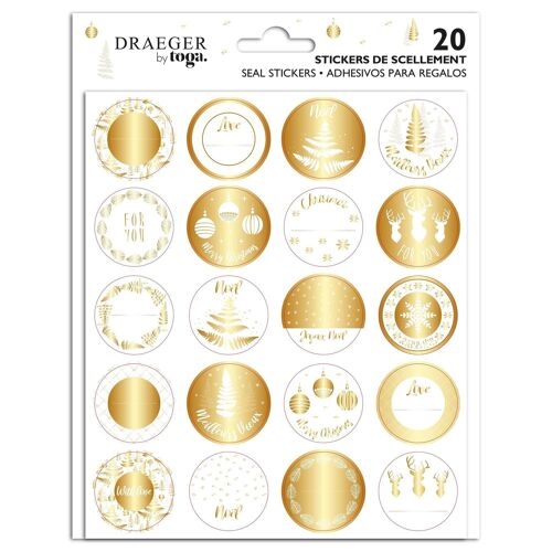 Carnet de 20 stickers - Finitions blanc et or à chaud