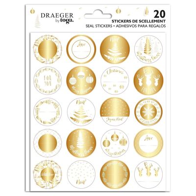 Carnet de 20 stickers - Finitions blanc et or à chaud