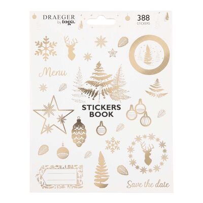 Carnet de stickers en papier - Blanc et or - Noel