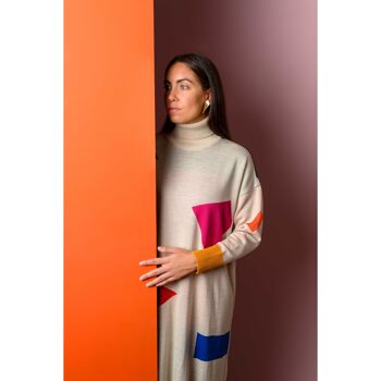 Pull long en laine mérinos formes colorées Matisse 5