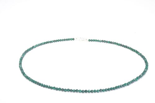 Malachit Edelstein Halskette ca. 3 mm facettiert mit 925 Silber Verschluss