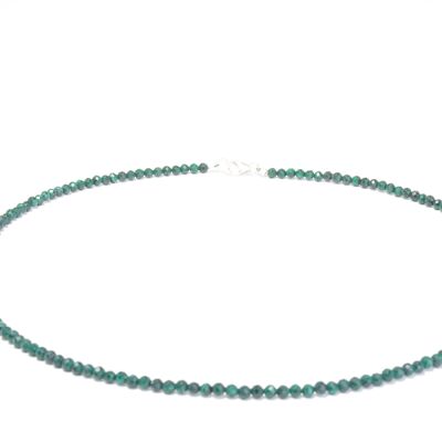 Malachite gemstone necklace approx. 3 mm faceted with 925 silver clasp