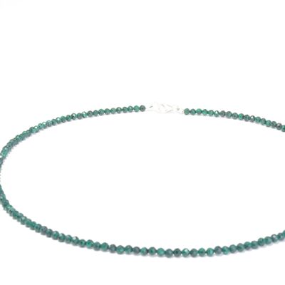 Malachit Edelstein Halskette ca. 3 mm facettiert mit 925 Silber Verschluss