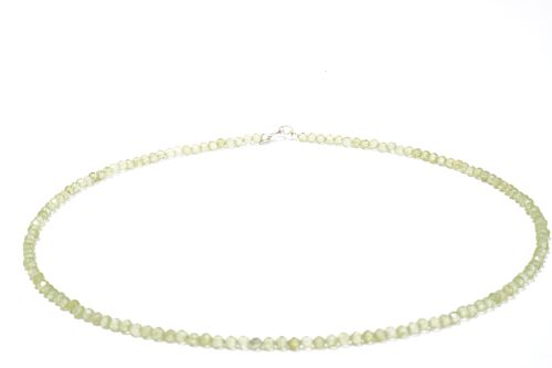 Peridot Edelstein Halskette ca. 3 mm facettiert mit 925 Silber Verschluss