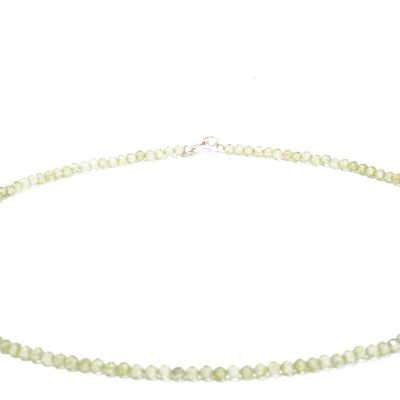 Collana in pietra preziosa peridoto sfaccettata di circa 3 mm con chiusura in argento 925