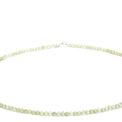 Peridot Edelstein Halskette ca. 3 mm facettiert mit 925 Silber Verschluss