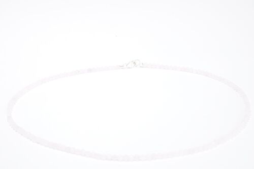 Rosenquarz Edelstein Halskette ca. 3 mm facettiert mit 925 Silber Verschluss