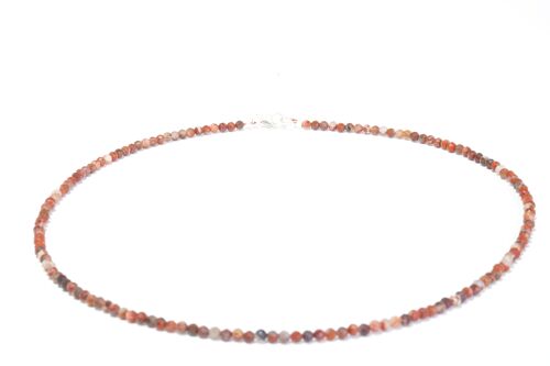 Rote Jaspis Edelstein Halskette ca. 3 mm facettiert mit 925 Silber Verschluss