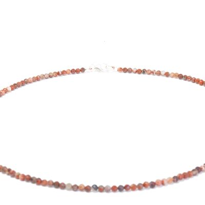 Rote Jaspis Edelstein Halskette ca. 3 mm facettiert mit 925 Silber Verschluss