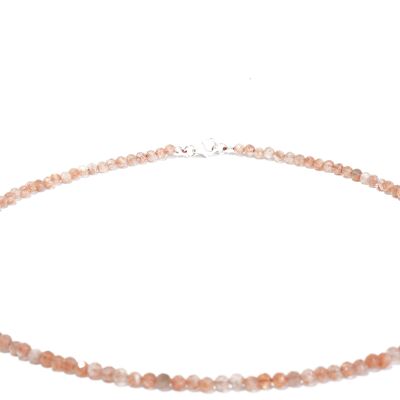 Sunstone gemstone necklace approx. 3 mm faceted with 925 silver clasp
