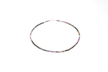 Collier de pierres précieuses tourmaline d'environ 3 mm facetté avec fermoir en argent 925 3