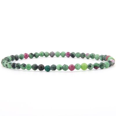 Bracciale Zoisite con rubini sfaccettati 4 mm