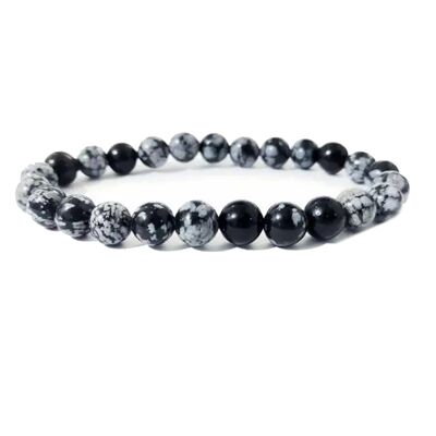 Bracelet de pierres précieuses en obsidienne flocon de neige