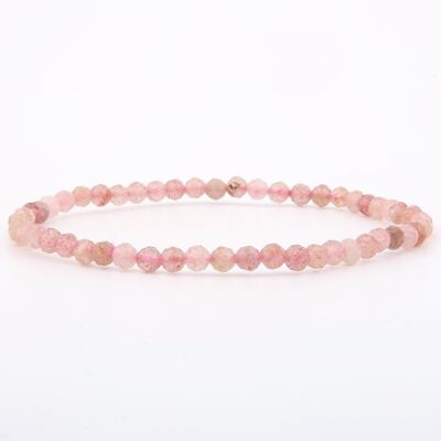 Bracelet quartz fraise facetté 4 mm