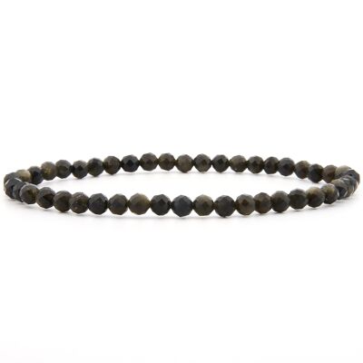 Pulsera obsidiana oro facetada 4 mm