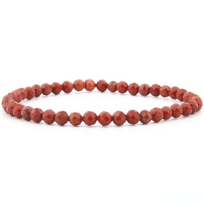 Bracelet jaspe rouge facetté 4 mm