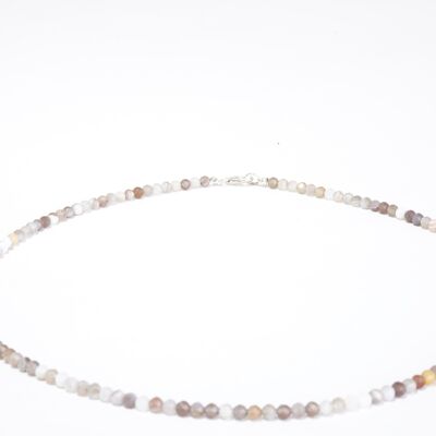 Agate gemstone necklace approx. 3 mm faceted with 925 silver clasp