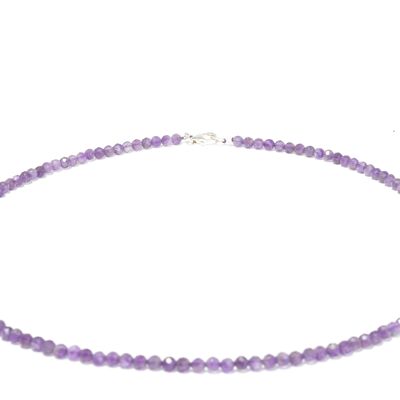 Amethyst gemstone necklace approx. 3 mm faceted with 925 silver clasp