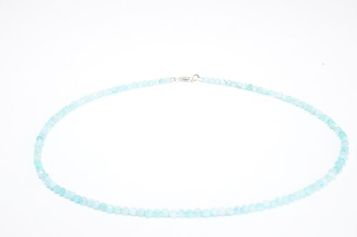 Amazonit Edelstein Halskette ca. 3 mm facettiert mit 925 Silber Verschluss