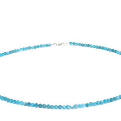 Apatite gemstone necklace approx. 3 mm faceted with 925 silver clasp