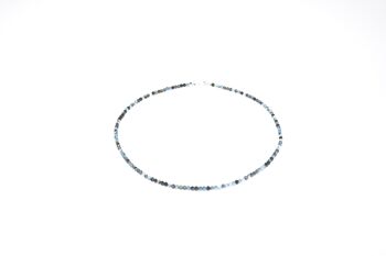 Collier de pierres précieuses aigue-marine d'environ 3 mm facetté avec fermoir en argent 925 3