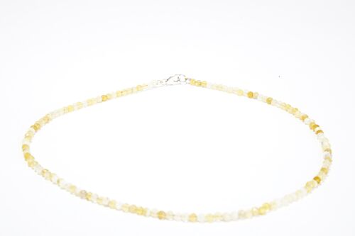 Gelbe Opal Edelstein Halskette ca. 3 mm facettiert mit 925 Silber Verschluss