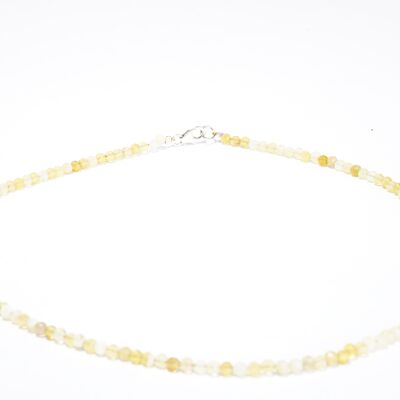 Gelbe Opal Edelstein Halskette ca. 3 mm facettiert mit 925 Silber Verschluss