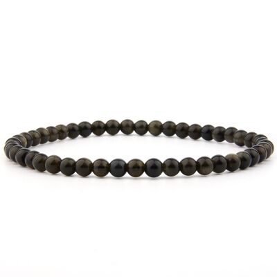 Bracelet obsidienne dorée 4 mm