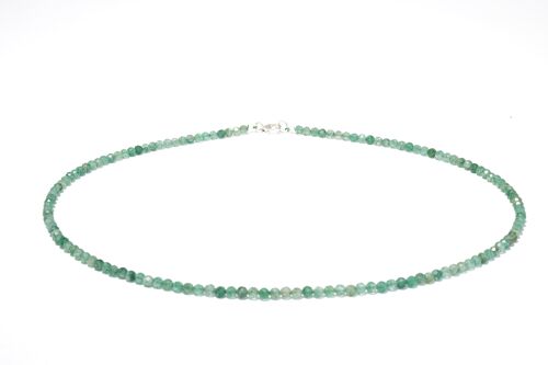 Grüne Jade Edelstein Halskette ca. 3 mm facettiert mit 925 Silber Verschluss