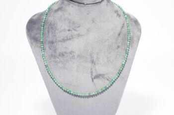 Collier de pierres précieuses de jade vert d'environ 3 mm facetté avec fermoir en argent 925 2