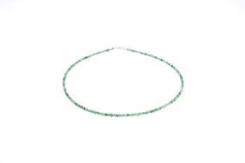 Collier de pierres précieuses de jade vert d'environ 3 mm facetté avec fermoir en argent 925 3