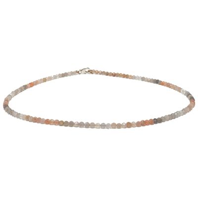 High-quality moonstone gemstone necklace approx. 3 mm faceted with 925 silver clasp