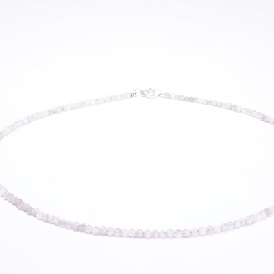 Kunzit Edelstein Halskette ca. 3 mm facettiert mit 925 Silber Verschluss