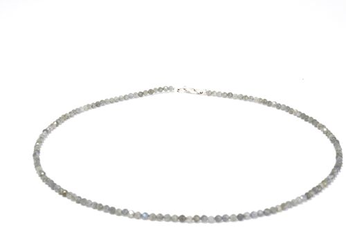 Labradorit Edelstein Halskette ca. 3 mm facettiert mit 925 Silber Verschluss
