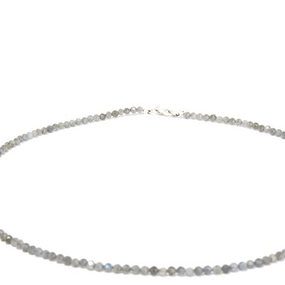 Labradorit Edelstein Halskette ca. 3 mm facettiert mit 925 Silber Verschluss