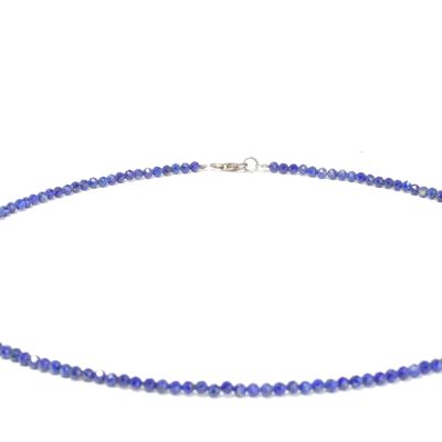 Lapis lazuli gemstone necklace approx. 3 mm faceted with 925 silver clasp