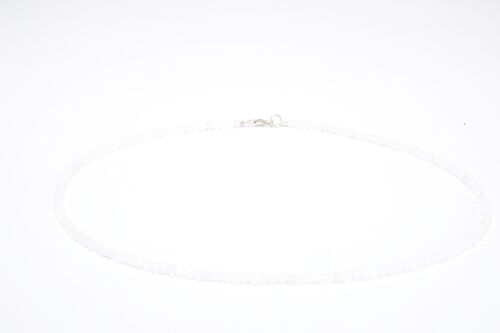 Mondstein Edelstein Halskette ca. 3 mm facettiert mit 925 Silber Verschluss