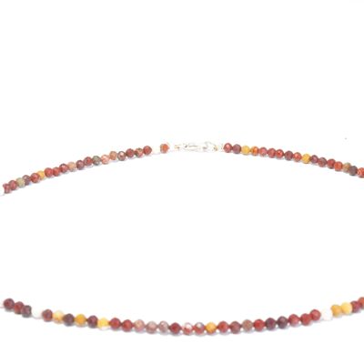 Collana in pietra preziosa mookaite sfaccettata di circa 3 mm con chiusura in argento 925